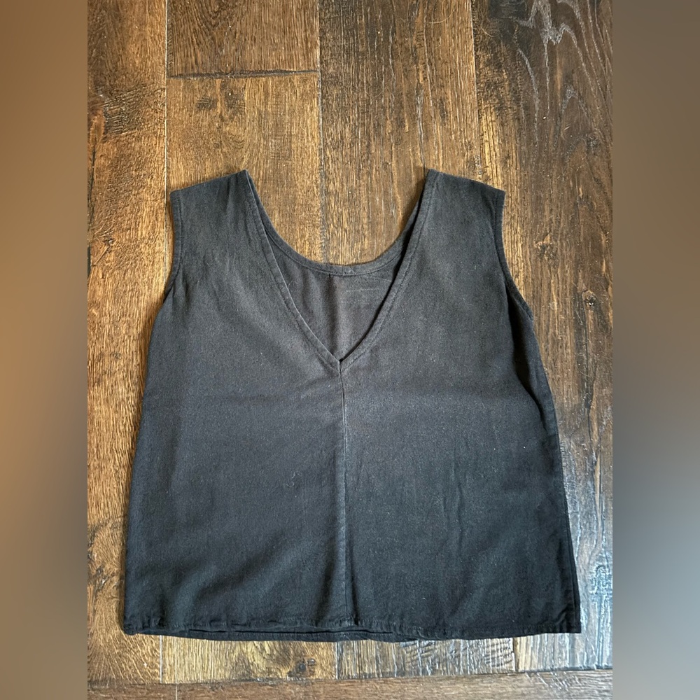Elizabeth Suzann raw silk Marlena tank top black small
